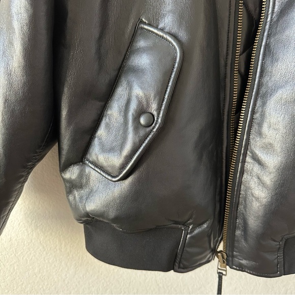 ANINE BING LEON BOMBER Black Recycled Leather SZ XS - Picture 3 of 11